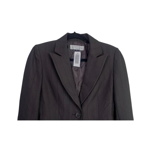 TAHARI Arthur S. Levine Sleek Modern Suit Corpcore Blazer Jacket 6 Petite Brown - Picture 2 of 14